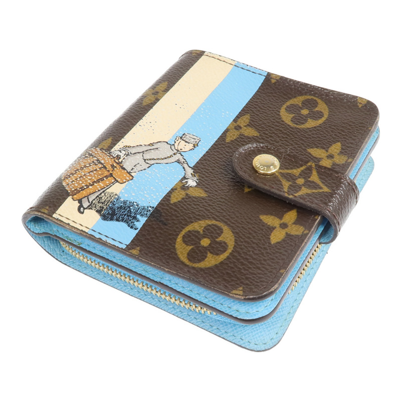 LOUIS VUITTON Monogram Groom Compact Zip Wallet金扣錢包-3