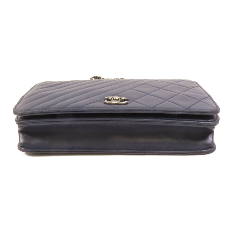 CHANEL 羊皮皮革WOC Wallet On Chain銀扣鏈帶肩背袋-3