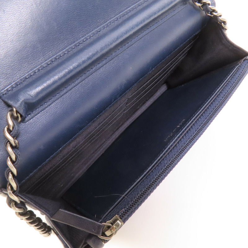 CHANEL 羊皮皮革WOC Wallet On Chain銀扣鏈帶肩背袋-4