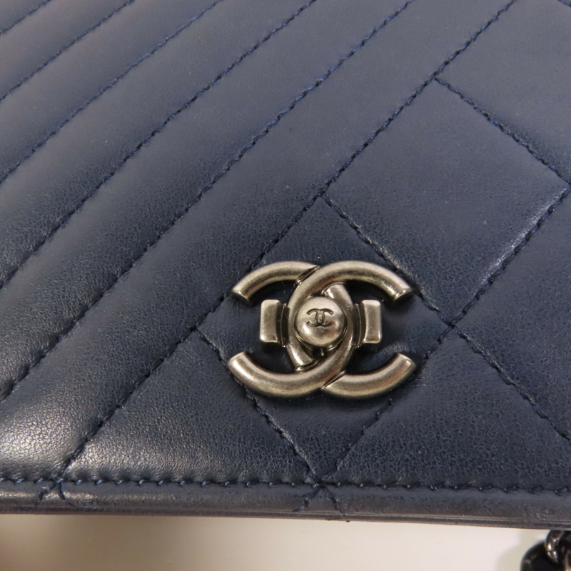 CHANEL 羊皮皮革WOC Wallet On Chain銀扣鏈帶肩背袋-6