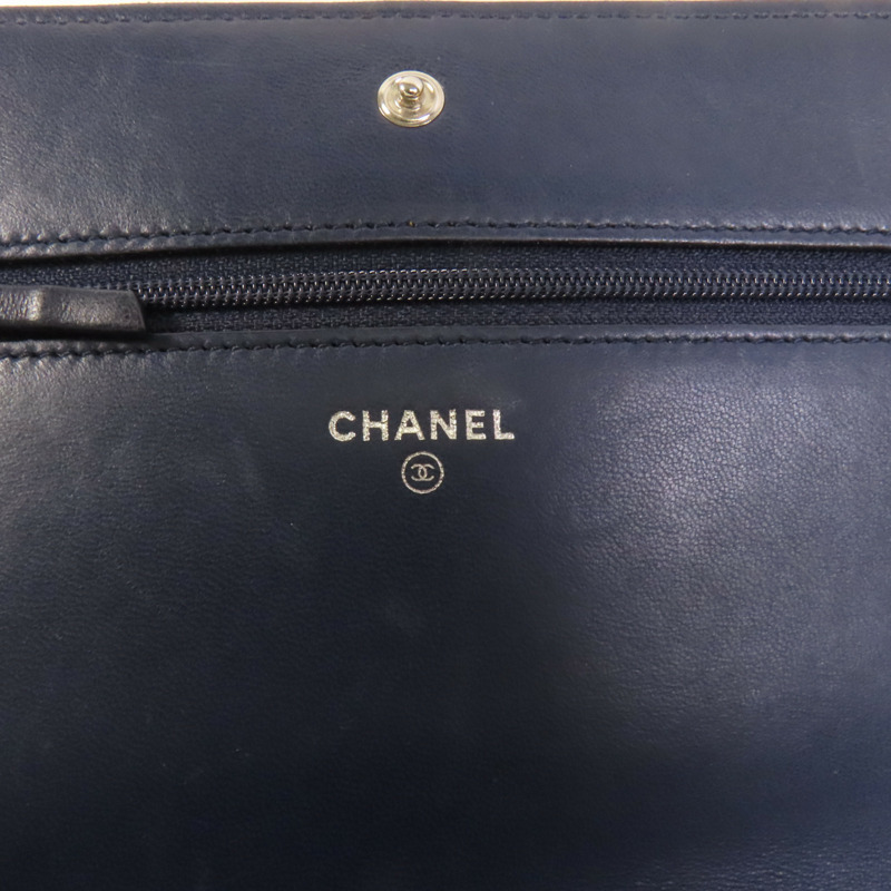 CHANEL 羊皮皮革WOC Wallet On Chain銀扣鏈帶肩背袋-7