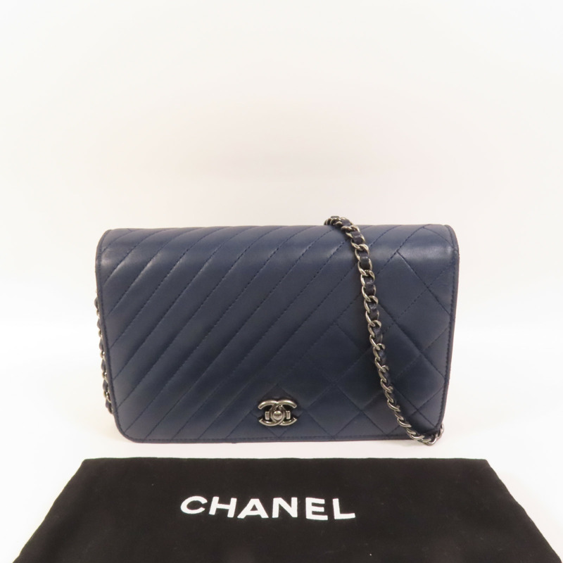 CHANEL 羊皮皮革WOC Wallet On Chain銀扣鏈帶肩背袋-10