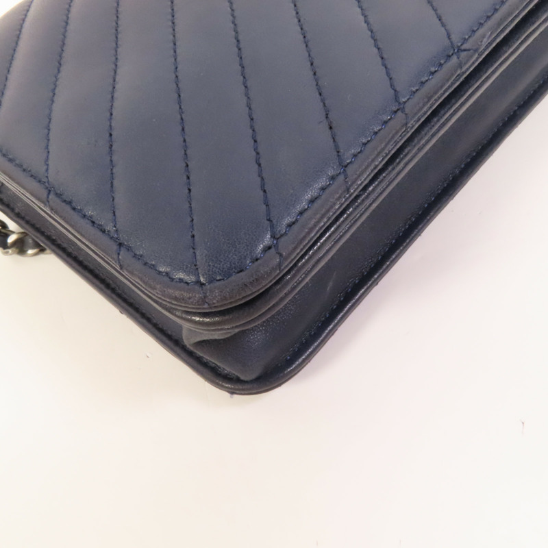 CHANEL 羊皮皮革WOC Wallet On Chain銀扣鏈帶肩背袋-11