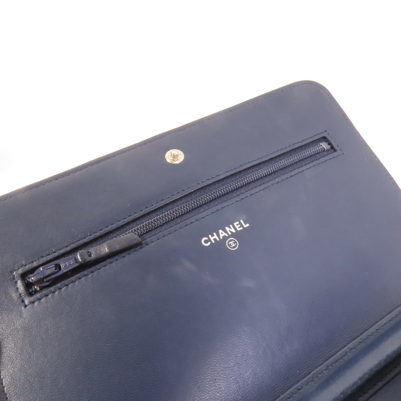 CHANEL 羊皮皮革WOC Wallet On Chain銀扣鏈帶肩背袋-15