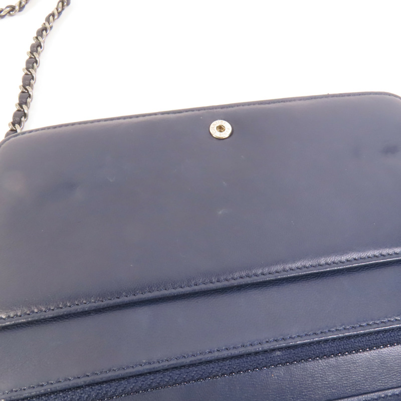 CHANEL 羊皮皮革WOC Wallet On Chain銀扣鏈帶肩背袋-16