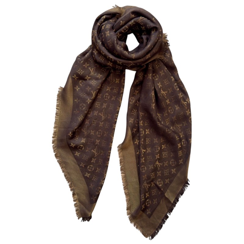 LOUIS VUITTON Châle Monogram shine 閃閃金絲 圍巾-0