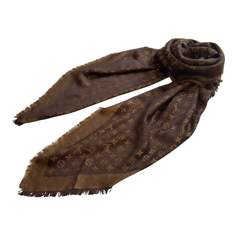 LOUIS VUITTON Châle Monogram shine 閃閃金絲 圍巾-1