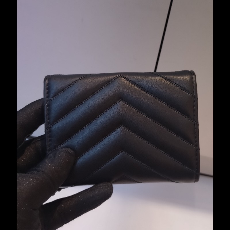 Chanel 黑皮V格下蓋卡片零錢包-3