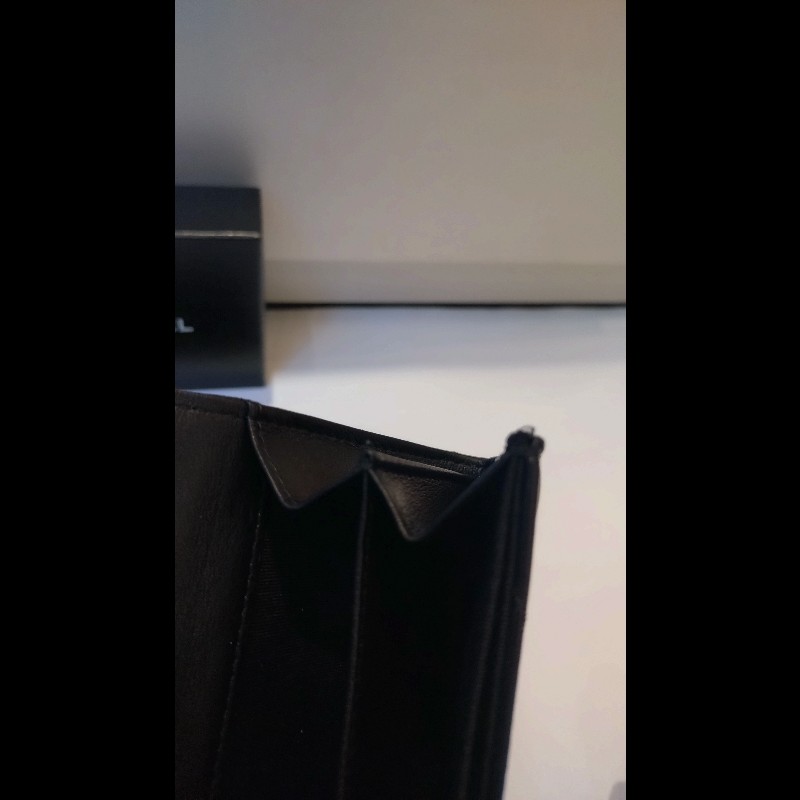 Chanel 黑皮V格下蓋卡片零錢包-8