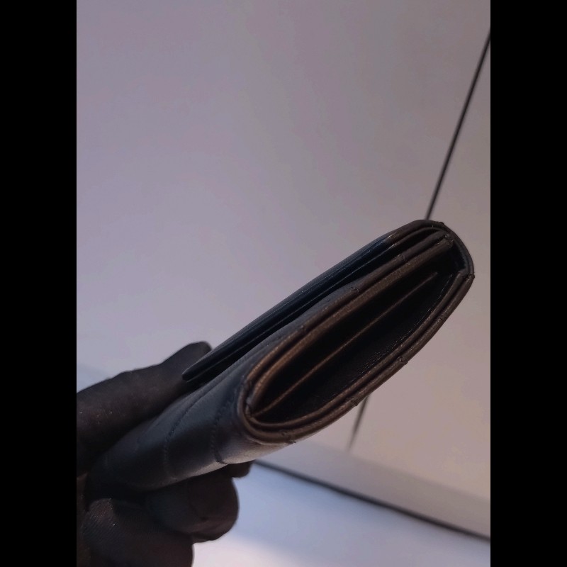 Chanel 黑皮V格下蓋卡片零錢包-10