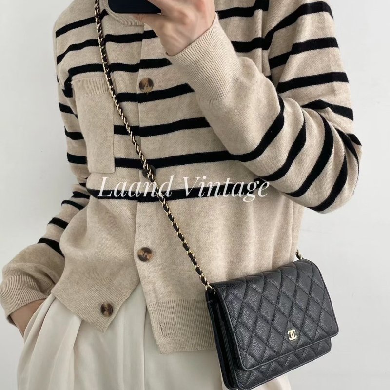 (近全新品況✨✨專櫃破12w)🏷Chanel．Coco Woc 荔枝牛黑金 芯片款-24