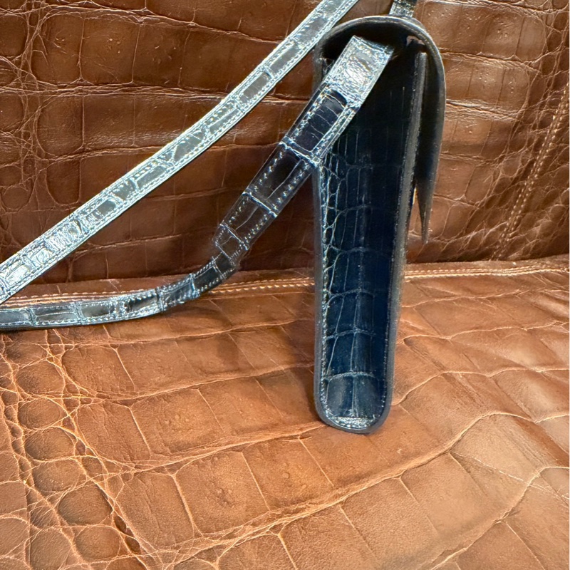 年終獎金犒賞珍愛🉐🧧HERMÈS 愛馬仕 珍貴稀有鱷魚皮Clic 16 □ 最保值經典黑色金扣-14