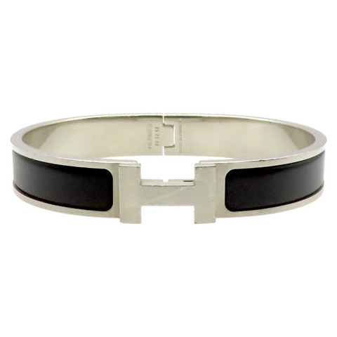 黑色琺瑯 銀色鍍金 Clic HH 手環【HERMES 愛馬仕】 H703203FB01T6