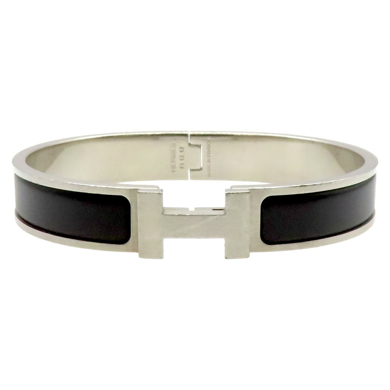 黑色琺瑯 銀色鍍金 Clic HH 手環【HERMES 愛馬仕】 H703203FB01T6-0