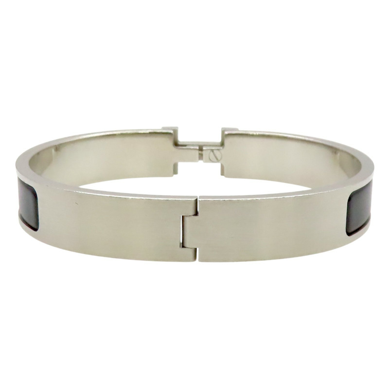 黑色琺瑯 銀色鍍金 Clic HH 手環【HERMES 愛馬仕】 H703203FB01T6-1