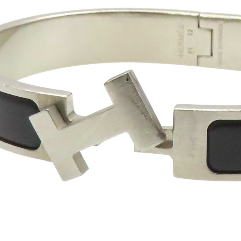 黑色琺瑯 銀色鍍金 Clic HH 手環【HERMES 愛馬仕】 H703203FB01T6-4