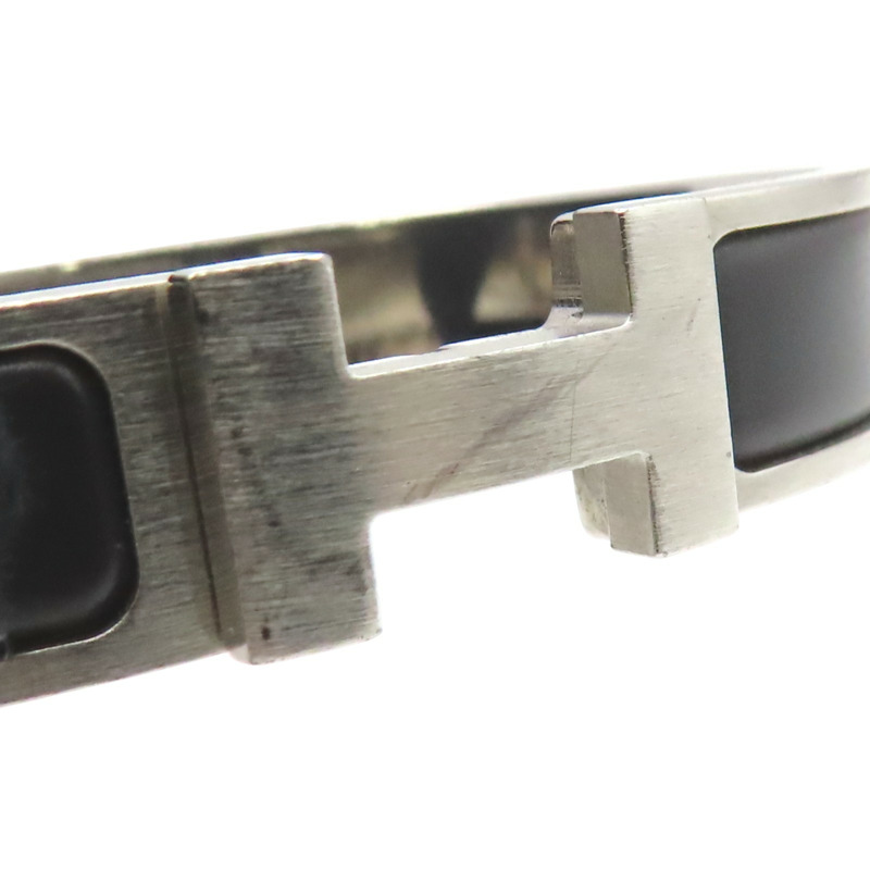 黑色琺瑯 銀色鍍金 Clic HH 手環【HERMES 愛馬仕】 H703203FB01T6-7