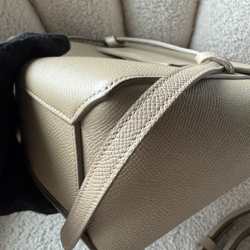 CELINE Belt 鯰魚包/小牛皮手提/肩背包-奶茶色-5