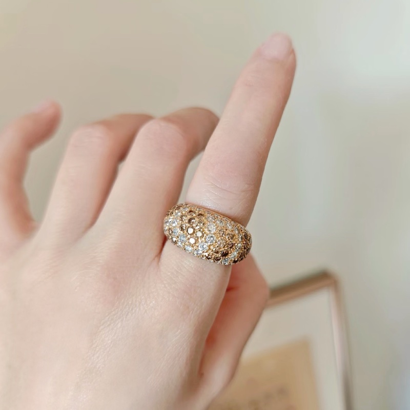 Cartier 滿天星彩鑽戒指🌙黃K金戒台-3
