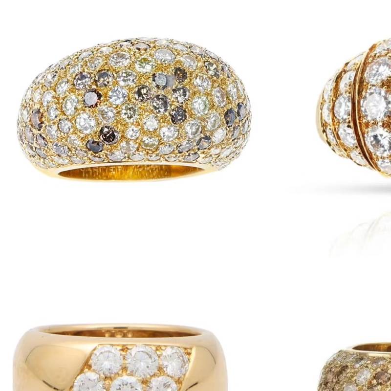 Cartier 滿天星彩鑽戒指🌙黃K金戒台-4