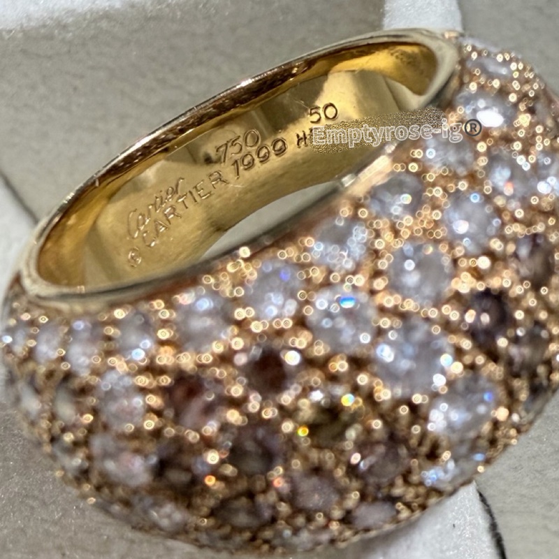 Cartier 滿天星彩鑽戒指🌙黃K金戒台-6