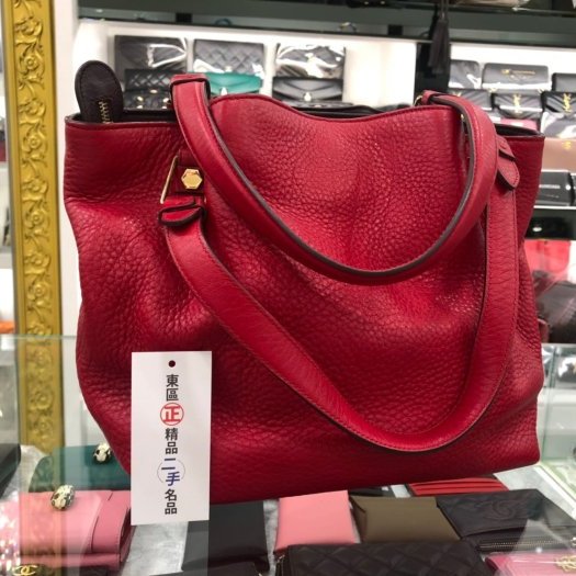 東區正精品㊣Tod's 紅色全皮皺褶手提包肩背包RZ1005-4