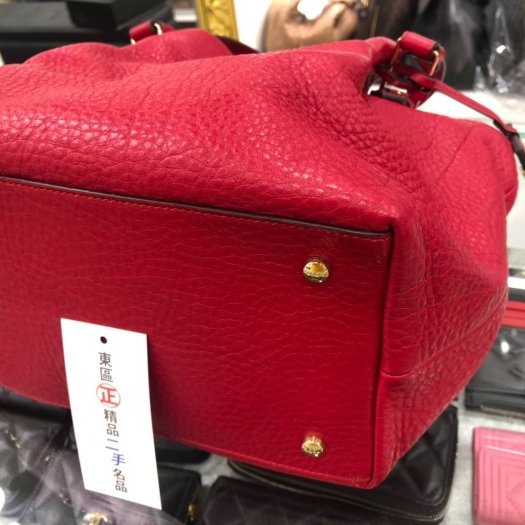 東區正精品㊣Tod's 紅色全皮皺褶手提包肩背包RZ1005-7