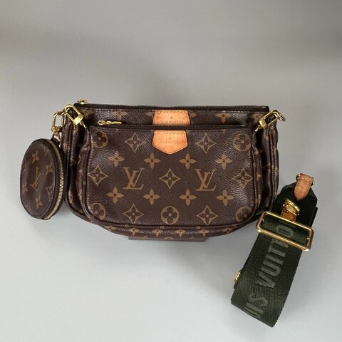 LV M44813 綠背帶老花五合一包