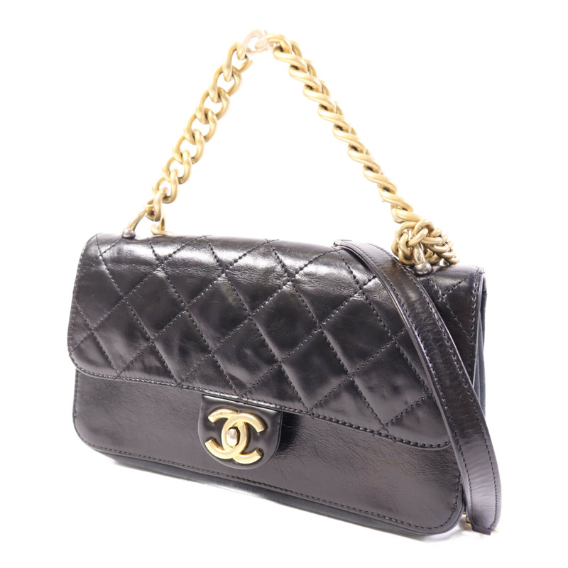 CHANEL 牛皮皮革Chain Shoulder Bag金扣鏈帶肩背袋-2