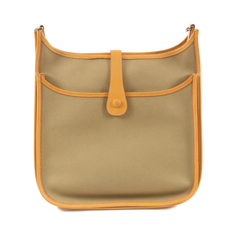 HERMES 帆布Evelyne PM銀扣肩背袋-1