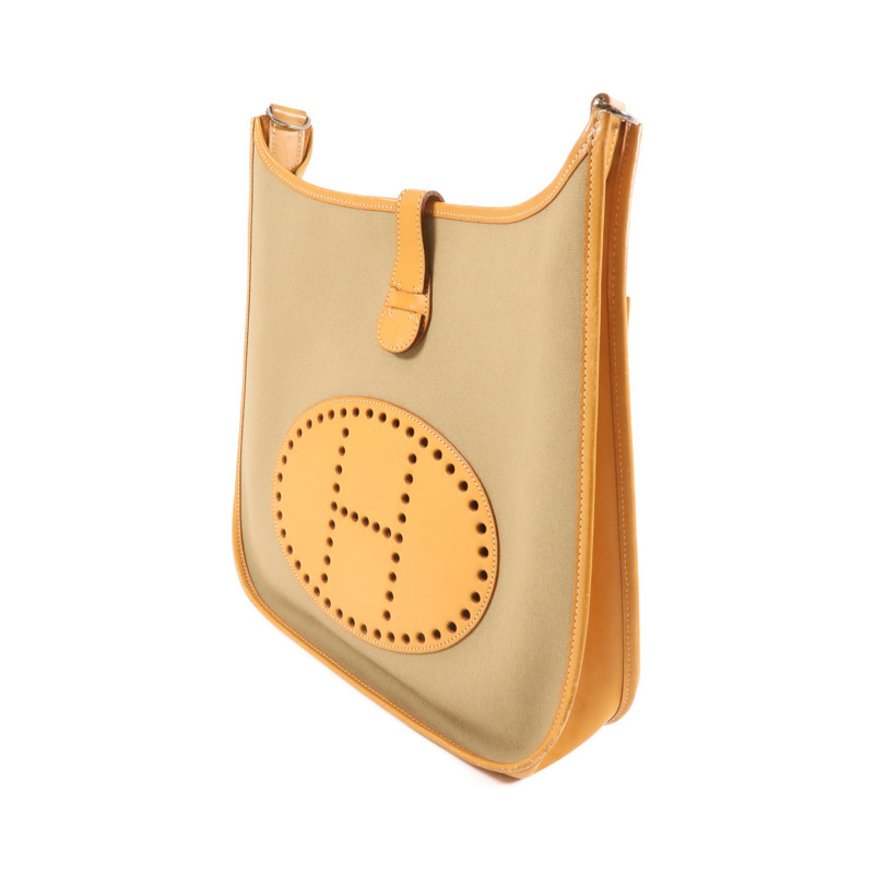 HERMES 帆布Evelyne PM銀扣肩背袋-2