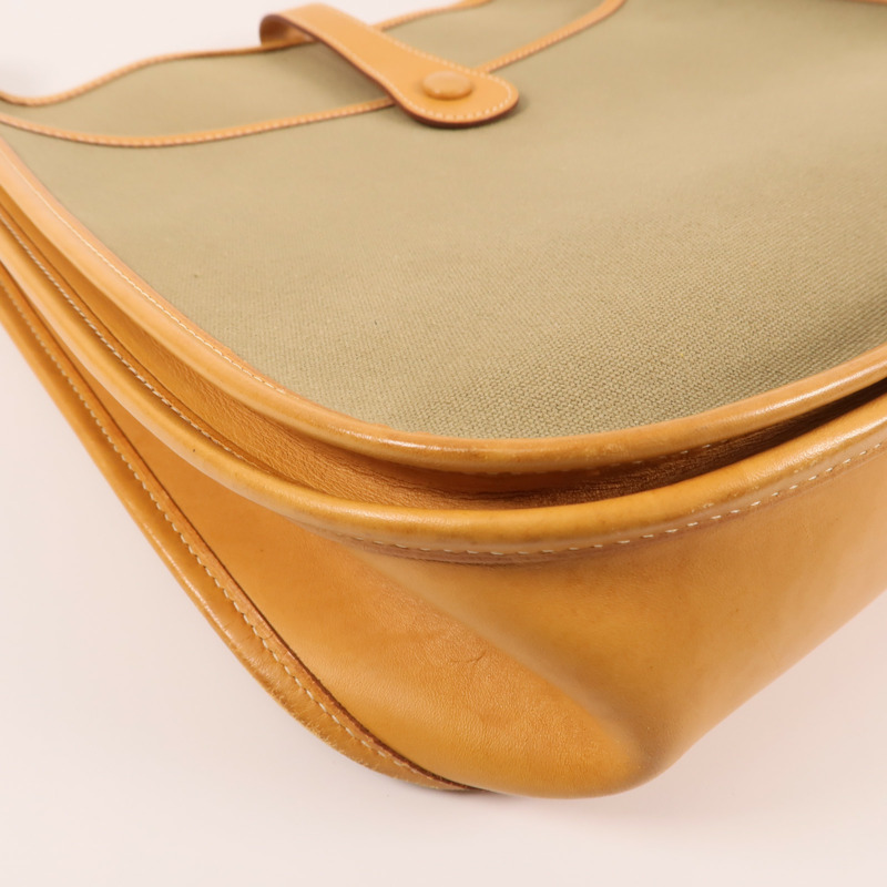 HERMES 帆布Evelyne PM銀扣肩背袋-9