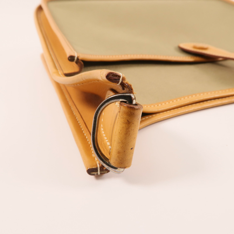 HERMES 帆布Evelyne PM銀扣肩背袋-10