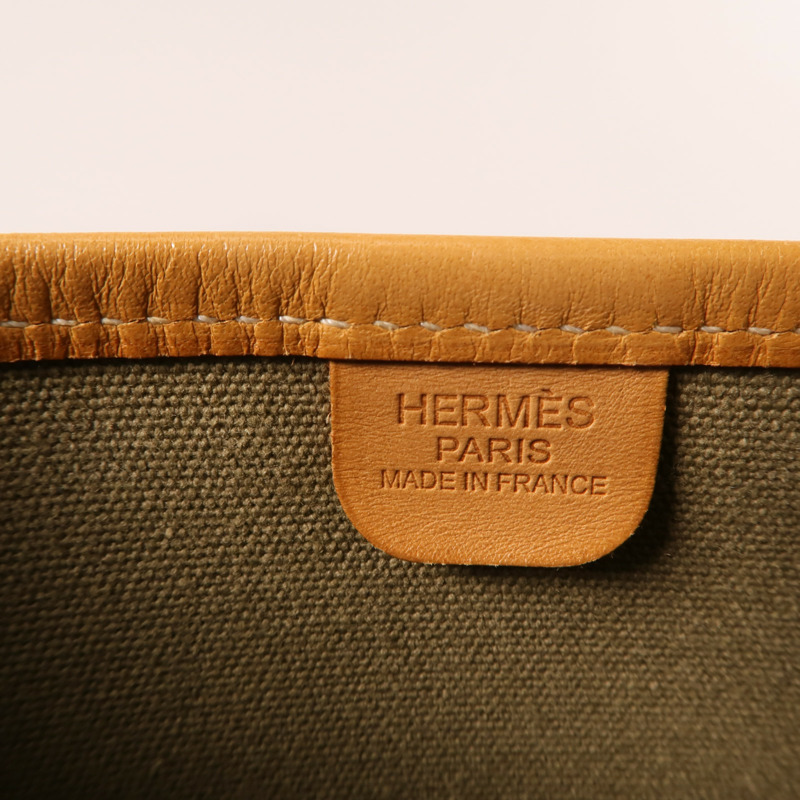 HERMES 帆布Evelyne PM銀扣肩背袋-11