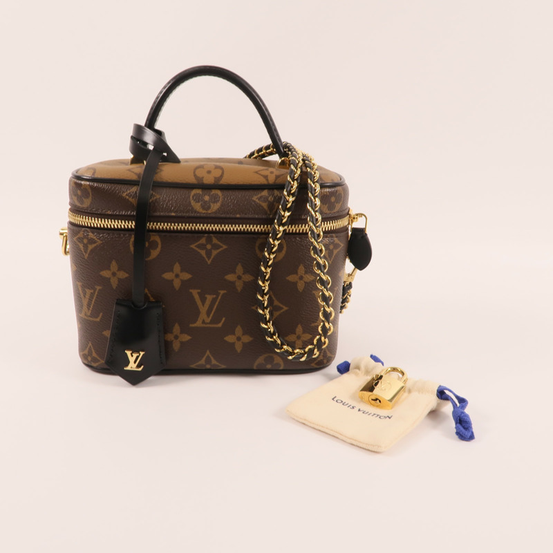 LOUIS VUITTON Monogram Reverse Vanity PM金扣手挽肩背兩用袋-11
