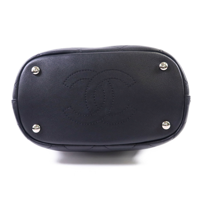 CHANEL 牛皮皮革2 Way Bucket Shoulder銀扣手挽肩背兩用袋-3