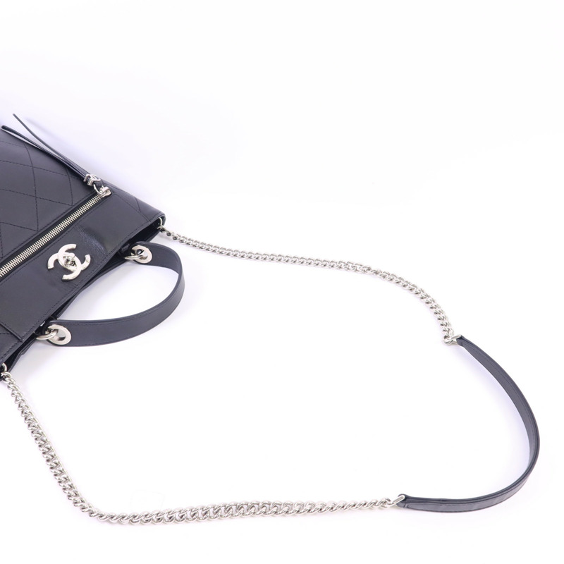 CHANEL 牛皮皮革2 Way Bucket Shoulder銀扣手挽肩背兩用袋-4