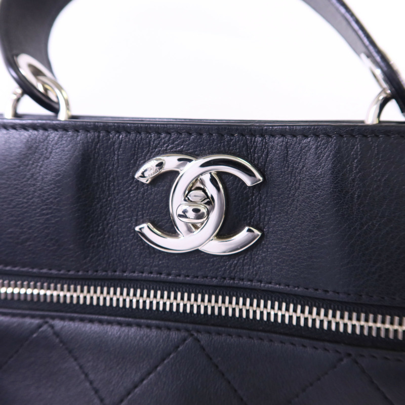 CHANEL 牛皮皮革2 Way Bucket Shoulder銀扣手挽肩背兩用袋-8