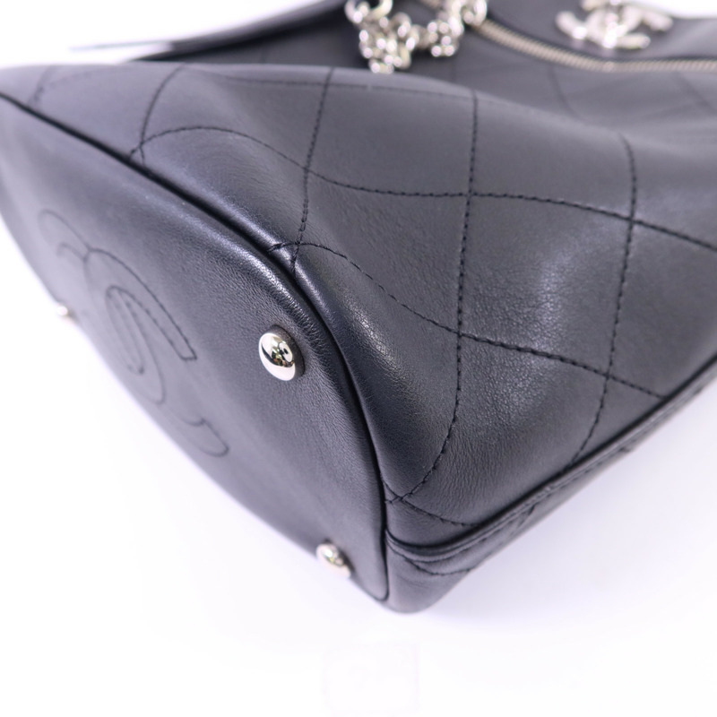 CHANEL 牛皮皮革2 Way Bucket Shoulder銀扣手挽肩背兩用袋-12