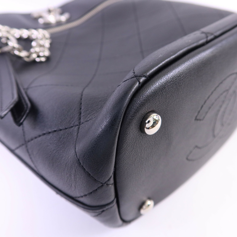 CHANEL 牛皮皮革2 Way Bucket Shoulder銀扣手挽肩背兩用袋-13