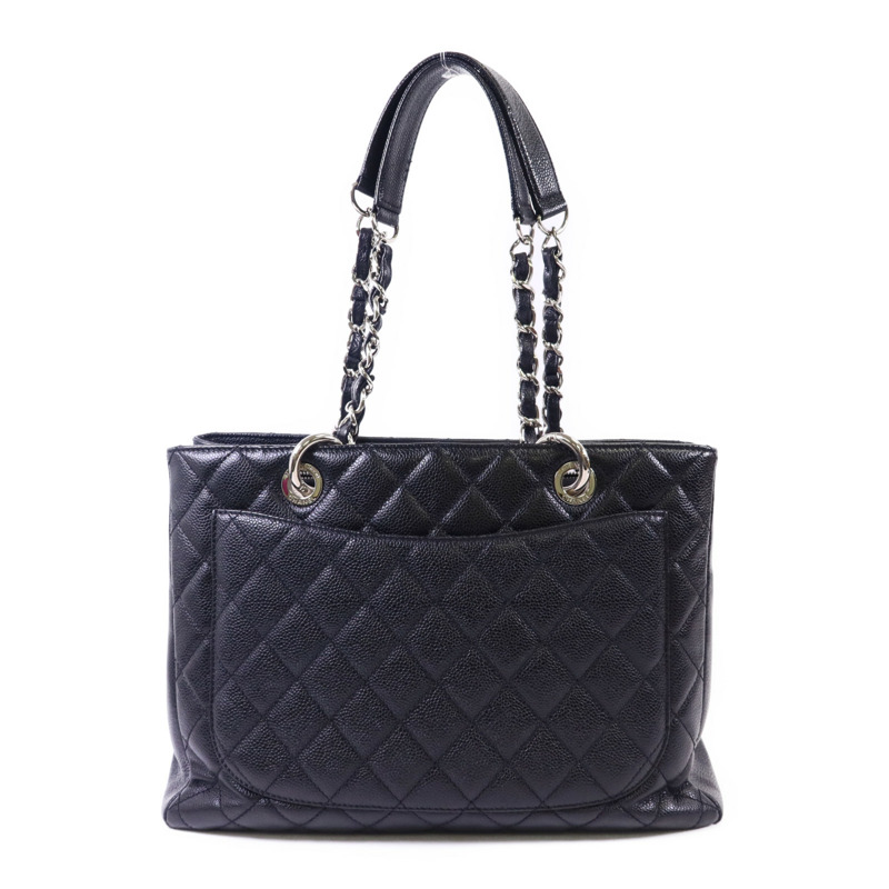 CHANEL 牛皮皮革GST Grand Shopping Tote Bag銀扣鏈帶肩背袋-1