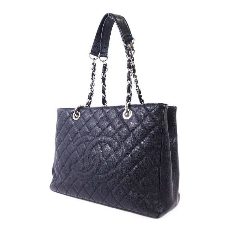 CHANEL 牛皮皮革GST Grand Shopping Tote Bag銀扣鏈帶肩背袋-2