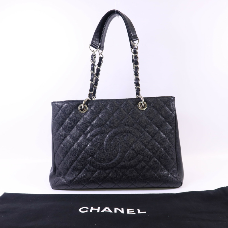 CHANEL 牛皮皮革GST Grand Shopping Tote Bag銀扣鏈帶肩背袋-14