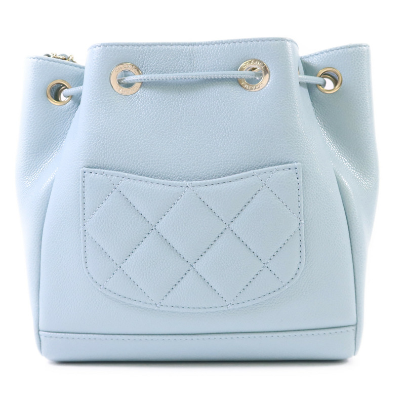 CHANEL 牛皮皮革Bucket Bag金扣鏈帶肩背袋-1