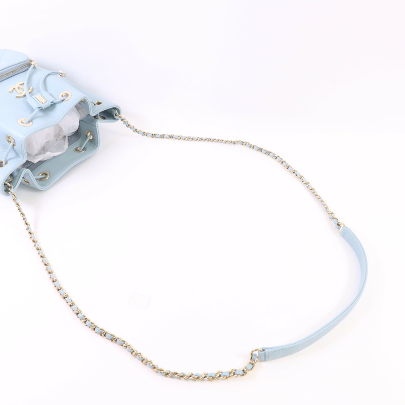 CHANEL 牛皮皮革Bucket Bag金扣鏈帶肩背袋-4