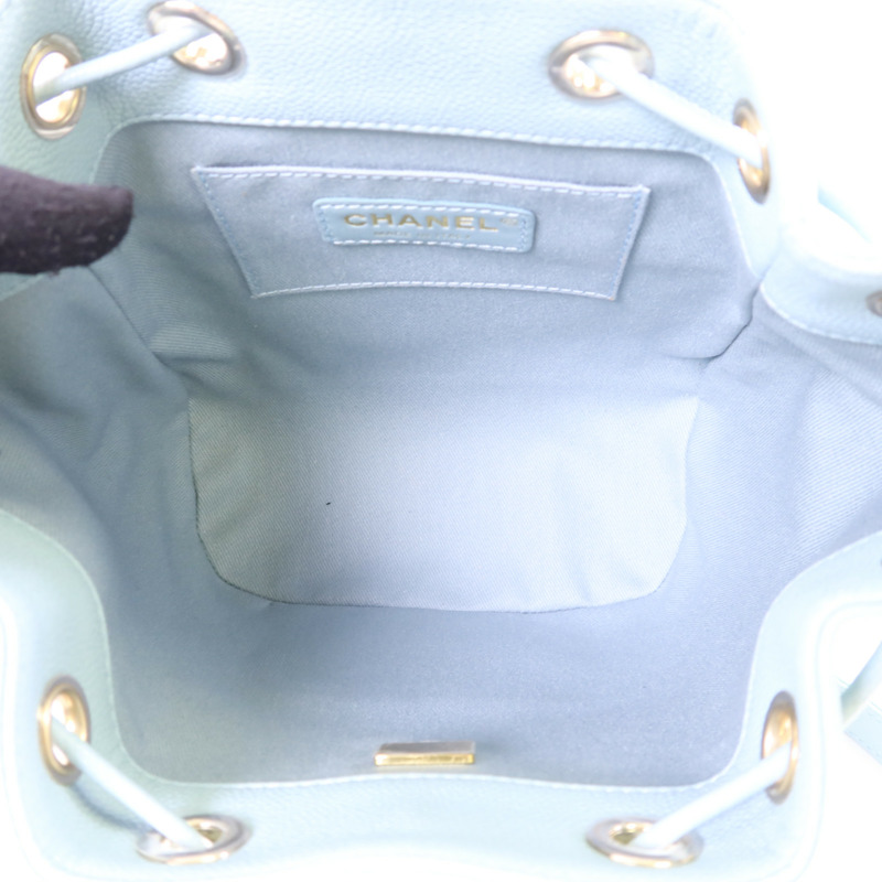 CHANEL 牛皮皮革Bucket Bag金扣鏈帶肩背袋-5