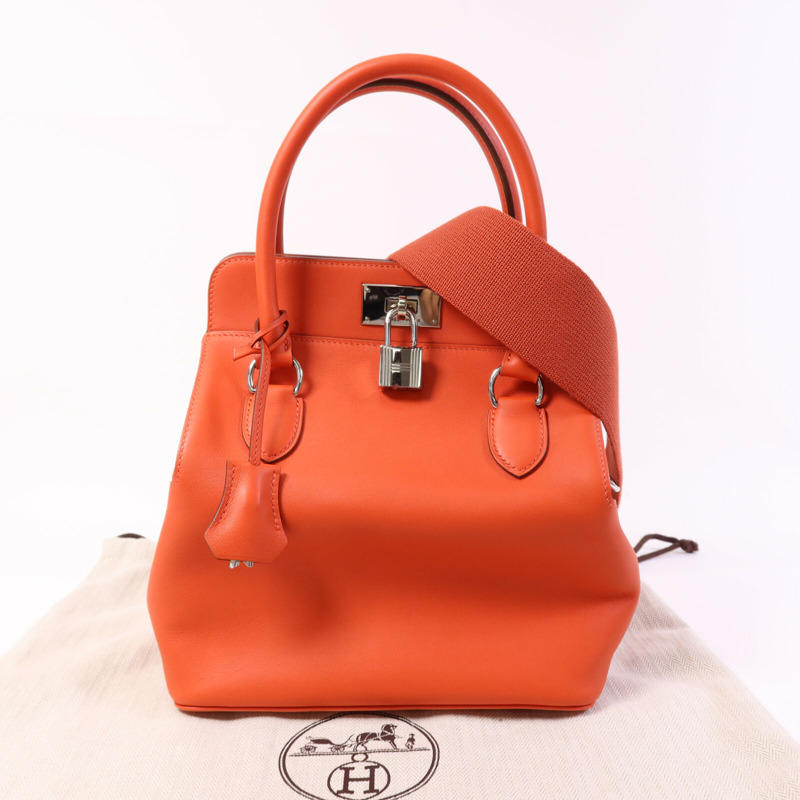 HERMES Swift皮革Tool Box 20銀扣手挽肩背兩用袋-9