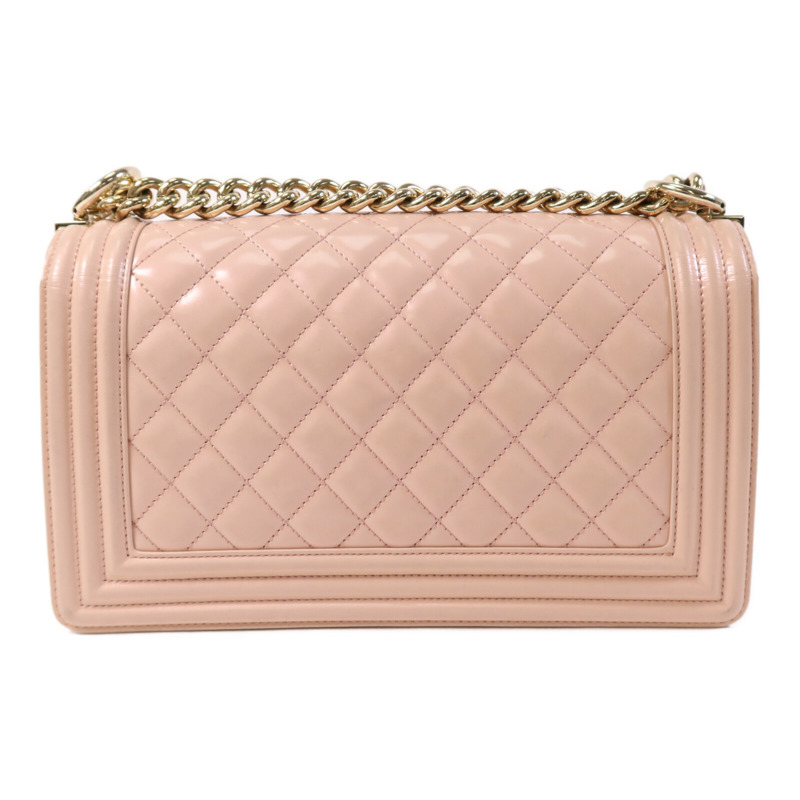 CHANEL 漆皮皮革Boy 25金扣鏈帶肩背袋-2