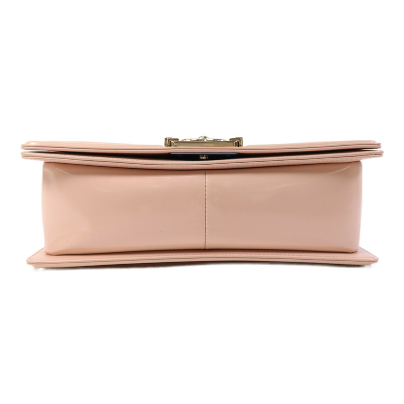 CHANEL 漆皮皮革Boy 25金扣鏈帶肩背袋-3