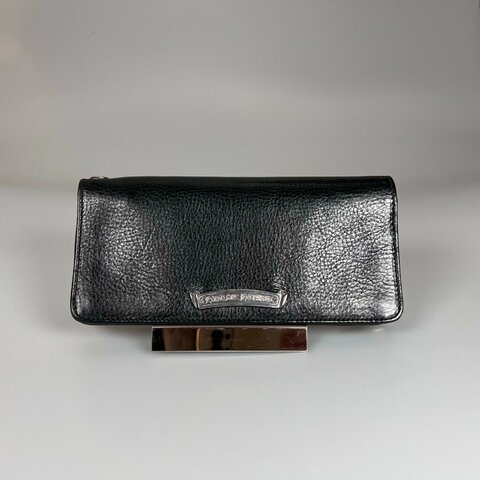 Chrome Hearts 黑皮革鐵牌對開長夾